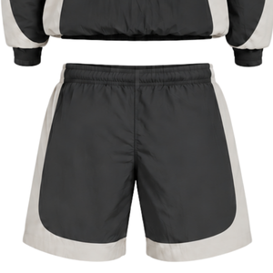 Mens Charcoal Black Neutral Nylon Quarter Zip <b>Hoodie</b> Shorts Set Colorblock Athletic Gym <b>Running</b> Casual Sports Outfit - Product Image 6