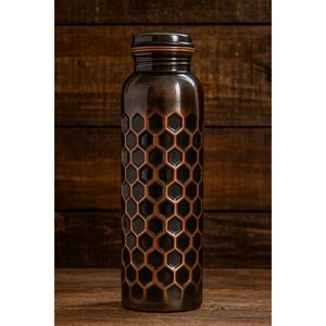 Artistic Embossed Copper Eco-Friendly CE Certified Water Bottle Handmade Decorative Drinking Flask for Luxury Home Decor - Product Image 1