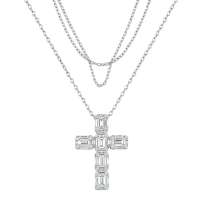 Pendentif Croix en Diamant de Laboratoire Certifié IGI, Or Massif 10K 14K, Bijou Chrétien Minimaliste, Croix de Jésus au Design Illusion - Product Image 1