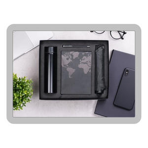 PU Leather Business Notebook <b>Gift</b> <b>Set</b> Personalized Pen Water Bottle Umbrella Combo Embossed Customized Color Thanksgiving - Product Image 1