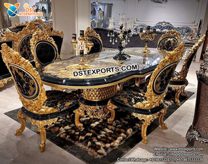 Juego de Muebles de Comedor Hechos a Mano Royal Regency, Juego de Comedor Marrón Personalizado, Compre Mesa y Sillas de Comedor Clásicas de Madera en EE. UU. - Product Image 4