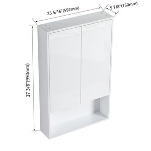Mobile da Bagno a Parete Bianco Lucido da 24 Pollici con Ante a Chiusura Morbida, Design a Sospensione, Imballaggio KD - Product Image 2