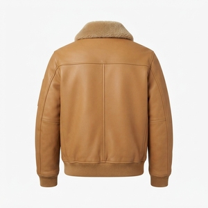 Blouson Bomber Homme en Cuir et Toile, Zippé, Style Streetwear, Réfléchissant, Hiver, Coupe-Vent, Respirant, Grande Taille, Décontracté, Vêtement d'extérieur - Product Image 2