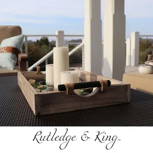 Rustic Eco-Friendly American Style Ceramic Serving <b>Tray</b> Round Handmade Solid Design <b>with</b> Rope <b>Handles</b> for Dining Kitchen Use - Product Image 3