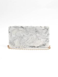 Grey Resin Clutch Bag | Stone Handbag with Floral Rhinestones | Acrylic Clutches for Women | Celebrity Party & Evening Purse | - Product Image 3