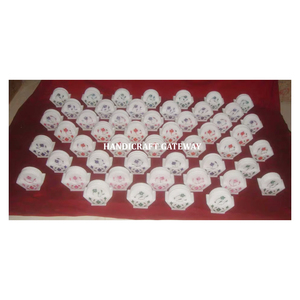 Top High Class White Marble Inlaid <b>Coaster</b> <b>Set</b> With Alabaster Marble Finishing and Glossy Surface Uses for Decoration Purpose - Product Image 1