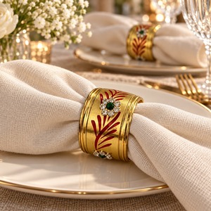 Anillos de Servilleta de Metal Modernos y Lujosos, Ecológicos y Duraderos, Decoración de Mesa para Bodas, Accesorio de Comedor Premium, Elegantes Juegos de Decoración para Fiestas - Product Image 1