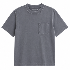 Men's Gray 100% Cotton Short Sleeve <b>T</b>-<b>Shirt</b> With Chest <b>Pocket</b> Regular Fit Casual O-Neck Jersey Knit Solid Color Design - Product Image 6