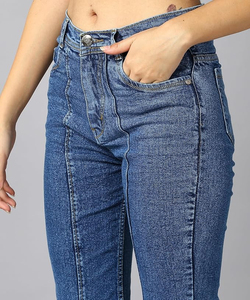 OEM Service Available Adjustable Size Straight Design Denim Pants for Women High <b>Waist</b> Women's Denim <b>Jeans</b> Pants - Product Image 2