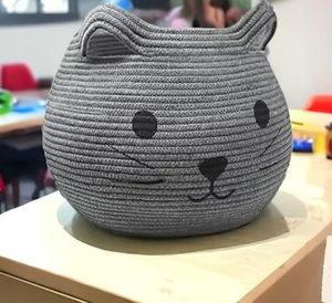 Cheapest Price Cartoon Cat Shape Rattan <b>Storage</b> <b>Basket</b> Round Cotton Rope Woven <b>Basket</b> for Living Room Kids <b>Storage</b> - Product Image 2