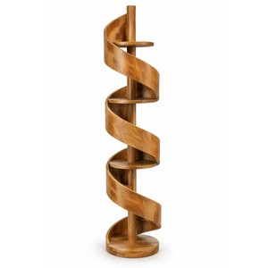 Acacia Spiral <b>Book</b> Tower Stand-Handcrafted Wooden Living <b>Room</b> Storage Furniture Mid Century Modern Design Wholesale - Product Image 1