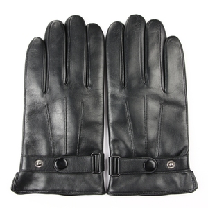 Gants de conduite en cuir de mouton noir ou marron pour homme, équipement d'extérieur tendance pour le quotidien, les fêtes et les voyages, avec doublure en laine - Product Image 1