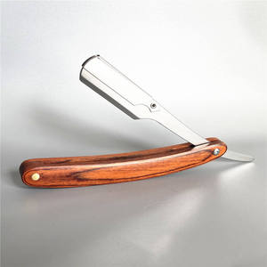 Wood Handle Straight <b>Razor</b> Stainless Steel <b>Blade</b> <b>Single</b> <b>Blade</b> For Face Shaving Smooth & Comfortable Professional - Product Image 1