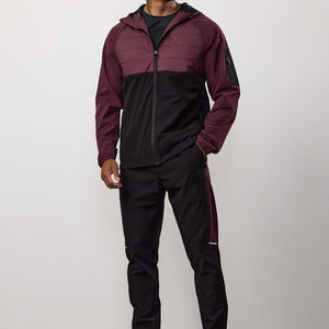 Pantalones Deportivos Negros para Hombre con Panel Lateral Color Borgoña, Secado Rápido, Cintura Elástica, Corte Regular, para Otoño - Product Image 2