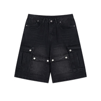 Shorts en jean décontractés pour hommes, coupe droite ample, style streetwear, délavés, respirants, avec fermetures éclair – Vente en gros