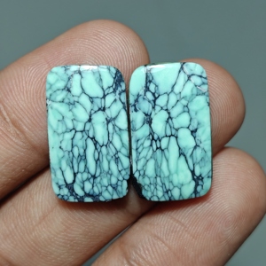 Paire de cabochons en variscite noire, forme coussin, pour bijoux, 21x13x4 mm. 20 Ct. E632 - Product Image 1