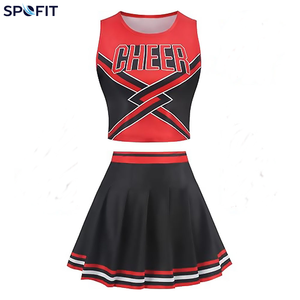 Customized Printed Cheerleading Uniforms Wholesale OEM 100% Polyester Sets <b>Elasticity</b> Crop Top <b>Skirt</b> - Product Image 1