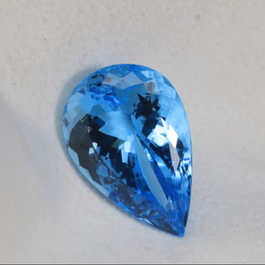 Topaze bleue suisse attrayante - Pierre précieuse facettée en forme de poire, 8x6mm, authentique, pour la création de bijoux - Product Image 1