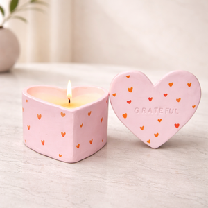 Vela Romántica en Recipiente de Cerámica con Diseño en Forma de Corazón, Tapa Incluida, Una Sola Mecha, Larga Duración, Lista para Regalar, Decoración de Lujo para el Hogar - Product Image 1