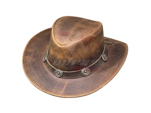 Wholesale Genuine Leather Cowboy <b>Hats</b> <b>Western</b> Ranch Brown Cowhide <b>Hat</b> with Metal Conchos Unisex Cowboy <b>Hats</b> - Product Image 1