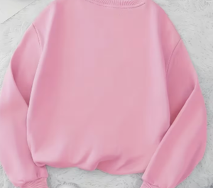 Sudadera de cuello redondo rosa para mujer Hardihood International con estampado de letras 'Never Give', hombros caídos, manga larga, informal, de punto. - Product Image 2