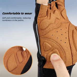 Custom Design <b>Half</b> Finger Cycling Gloves Non <b>Slip</b> Stretch Polyurethane Coated Unisex Cycling Gloves With Dot Pattern - Product Image 6