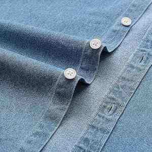 Chemise en jean coupe droite en gros, manches courtes, coton, décontractée, boutonnée, streetwear d'été, fabricant OEM de chemises en jean oversize - Product Image 4