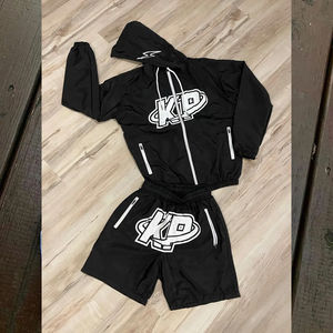 Conjunto Deportivo Satinado Unisex para Hombre, Venta Caliente, Diseño Personalizado ODM, Chaqueta Corta y Pantalones Cortos para Primavera - Product Image 5