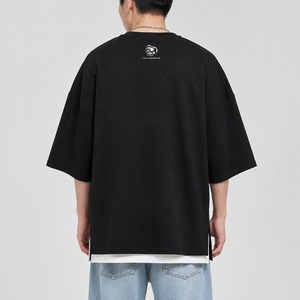 เสื้อยืดโอเวอร์ไซส์ผ้าฝ้ายถักเนื้อนุ่มใส่สบายสำหรับฤดูร้อน คอกลมเรียบง่าย สไตล์ลำลอง เสื้อยืดโอเวอร์ไซส์ผู้ชาย - Product Image 3