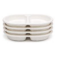 Boîte à lunch compartimentée en bagasse 70oz, biodégradable, micro-ondable, plateau de service jetable pour gâteaux, salades et plats à emporter