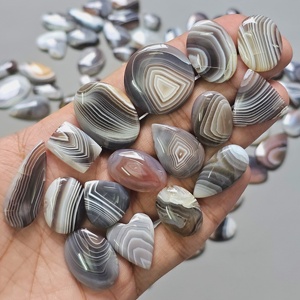 Lot de cabochons en agate naturelle du Botswana, formes variées, taille libre, vente en gros de pierres précieuses pour la fabrication de bijoux - Product Image 1