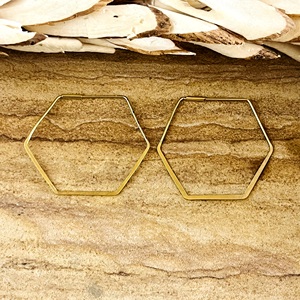 Pendientes de Aro Hexagonales Geométricos, Minimalistas, de Latón, Chapados en Oro de 18k, para Mujer, Venta al Por Mayor/OEM/ODM - Product Image 1