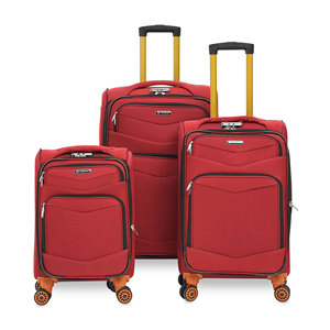 Red Luggage Set 3-Piece Polyester <b>Suitcases</b> with 4 <b>Wheels</b> Travel <b>Suitcase</b> Set With Multi Direction <b>Wheels</b> And Secure Zipper - Product Image 1