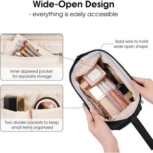 Organisateur de voyage large et ouvert pour femmes, pour trousse de toilette, trousse à maquillage, cosmétiques et accessoires de toilette - Product Image 3