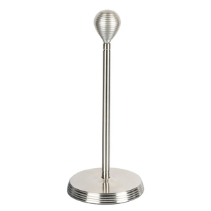 Modern Brushed Nickel Paper Towel Holder Elegant Vertical Kitchen <b>Roll</b> Stand with Ribbed Sphere Finial Metal countertop <b>Rack</b> - Product Image 1