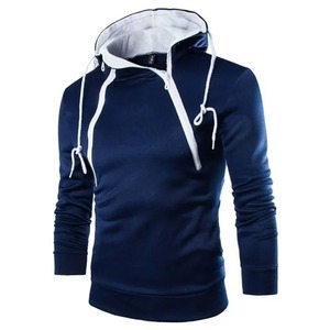 Sweat à capuche zippé pour homme, coupe ajustée, en maille, col roulé, couleur unie - Product Image 2