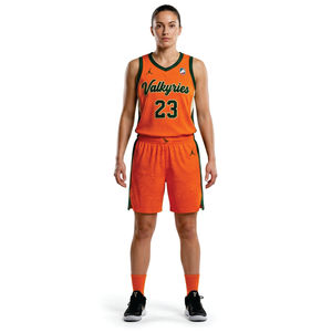 Ensemble de maillot de basket-ball pour femmes, orange 23, débardeur respirant sublimé, short, coupe athlétique, toutes saisons - Product Image 1