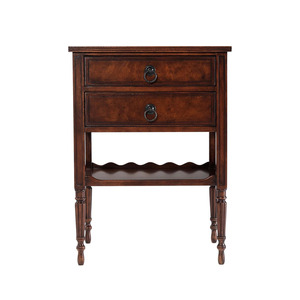 Zirea Traditional Solid Wood Nightstand Double Drawer <b>Bedside</b> Table with Open <b>Shelf</b> for Apartment Bedroom - Product Image 1