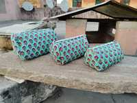 Grande trousse de toilette imprimée à la main, sac imperméable, trousse de maquillage, sacs de voyage avec poches, cadeau pour elle, sacs cadeaux de Noël