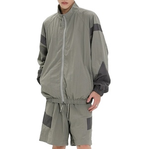Wholesale Custom Men Terry Zip-Up Windbreaker Jacket & Shorts Two-Piece <b>Set</b> Plus Size Summer Tracksuit 2026 - Product Image 1