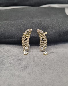 Boucles d'oreilles pendantes en laiton de haute qualité, design AD Stone, style spirale, pour mariée, pour femmes, fournisseur - Product Image 2