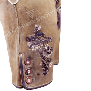 Pantalones Cortos de Gamuza Genuina para Hombre, Estilo Vintage, Tradicionales Bávaros, Bordados, para el Oktoberfest - Product Image 3