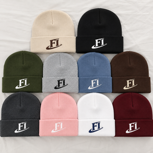 Vente en gros de bonnets d'hiver personnalisés avec logo, pour hommes, femmes, bébés, enfants, tout-petits, chapeaux en tricot brodés, Y2K USA - Product Image 2