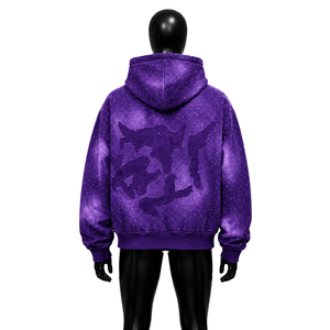 Sudadera con Capucha Morada Oversize para Hombre, Estampado de Puntos, Poliéster, Felpa Francesa, Corte Regular, Estilo Casual, para Otoño, Venta al por Mayor, Elegante, RHINE - Product Image 2