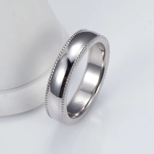 Platinum 1 Carat Lab Grown Diamond Wedding Band with Milgrain Edging 18K Gold Plated for Certified Classic Unisex <b>Ring</b> - Product Image 4
