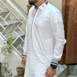 Traje Shalwar Kameez de Verano para Hombre, Diseño 2026, Hecho en Fábrica, Casual, de Algodón, Manga Larga, Color Sólido, para Eid, Tradicional Musulmán - Product Image 1
