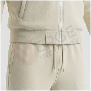 Ensemble de survêtement unisexe à manches longues, col montant, fermeture éclair sur le devant, couleur unie, respirant, coupe décontractée, pour l'automne - Product Image 5