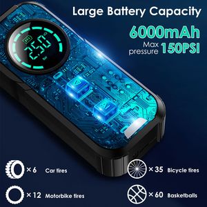 Pompa d'Aria Elettrica Portatile Wireless per Pneumatici Auto 150 PSI con Luce LED, Compressore Elettrico per Pneumatici - Product Image 2