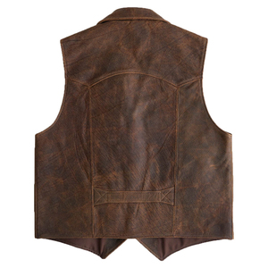 Gilet en cuir au design classique pour produit personnalisé, logo sur mesure, gilet en cuir pour homme en stock, haute qualité et avec option OEM - Product Image 2