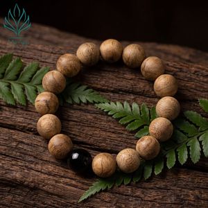 Pulsera de Madera de Agar de Vietnam con Diseño Creativo, Estilo Clásico AL-SB-0003-12 con 1 Perla de Coral Negro y 16 Perlas de Agar Natural - Product Image 4